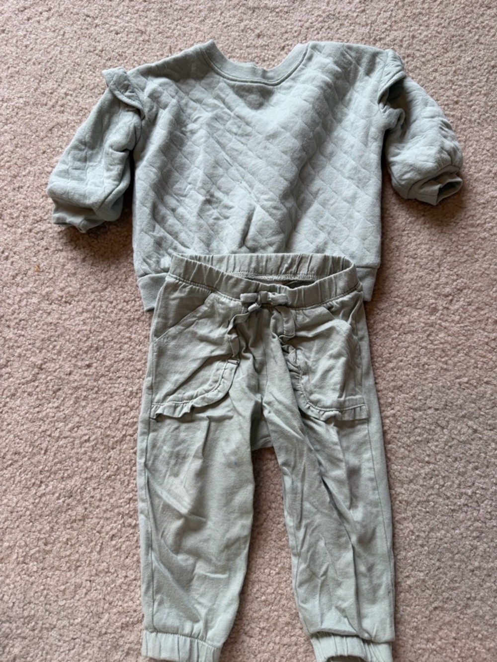 Carter's Sage Green Quilted Top and Jogger Set